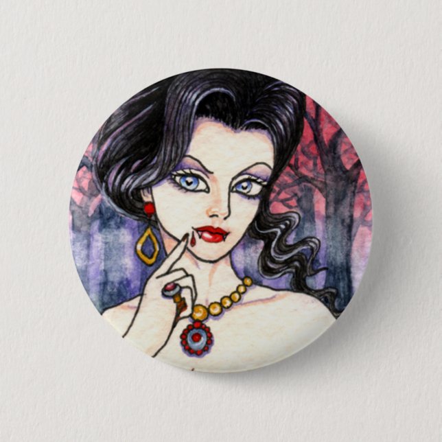 Gothic Magic Vampire Fantasy Button by Ann Howard (Front)