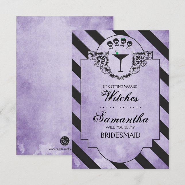 Gothic Maid of Honor Proposition Invitation ~ Funn (Devant / Derrière)