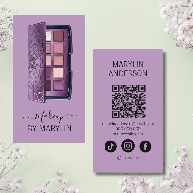 Gothic Makeup Eyeshadow Palette QR Code Scannable Business Card (Creator Uploaded)