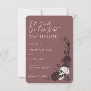Gothic Mauve Pink Skull Til Death Save the Date