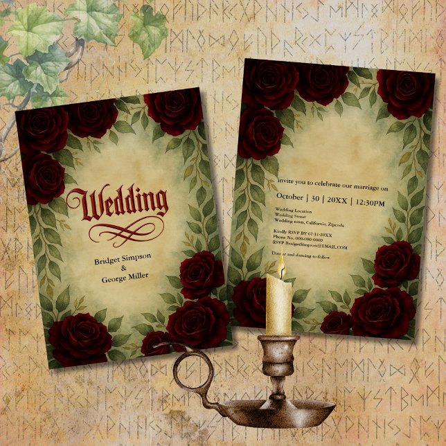 gothic medieval antique vintage rose wedding  invitation (Creator Uploaded)