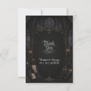 Gothic medieval  Cathedral Church Cross Wedding  Thank You Card