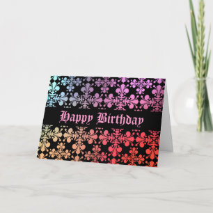 Gothic medieval Fleur de Lis colourful pattern Card