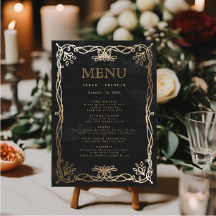 Gothic Medieval Gold Ivy Wedding Menu