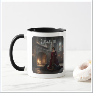 Gothic Medieval Maiden In Castle with Dogs Mug