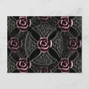 Gothic medieval rose cross postcard
