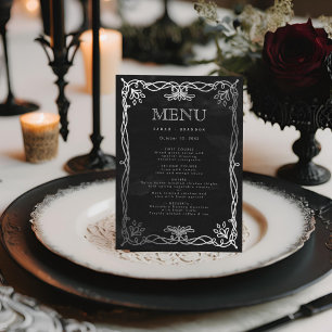 Gothic Medieval Silver Ivy Wedding Menu