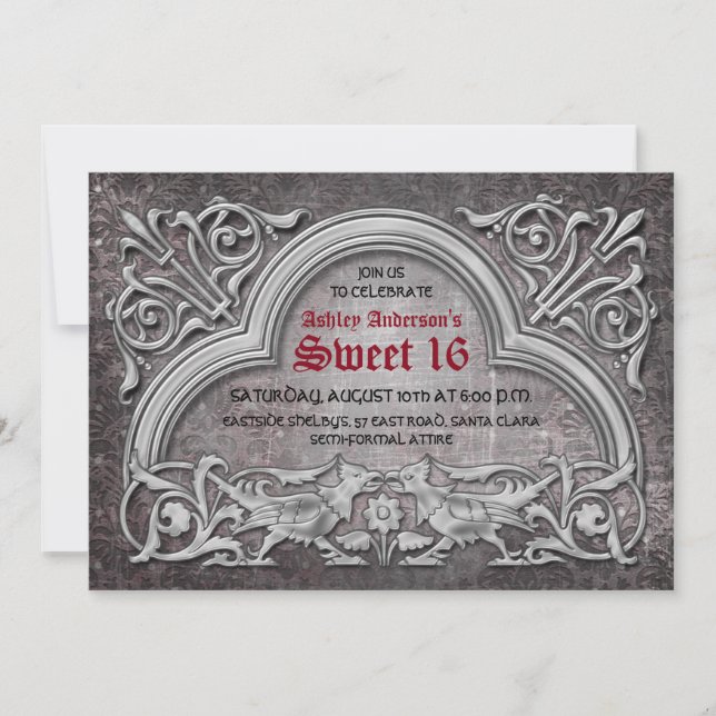 Gothic Medieval Sweet 16 Birthday Party Invitation (Front)