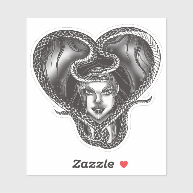 Gothic Medusa Heart Snake Sticker Sheet (Sheet)