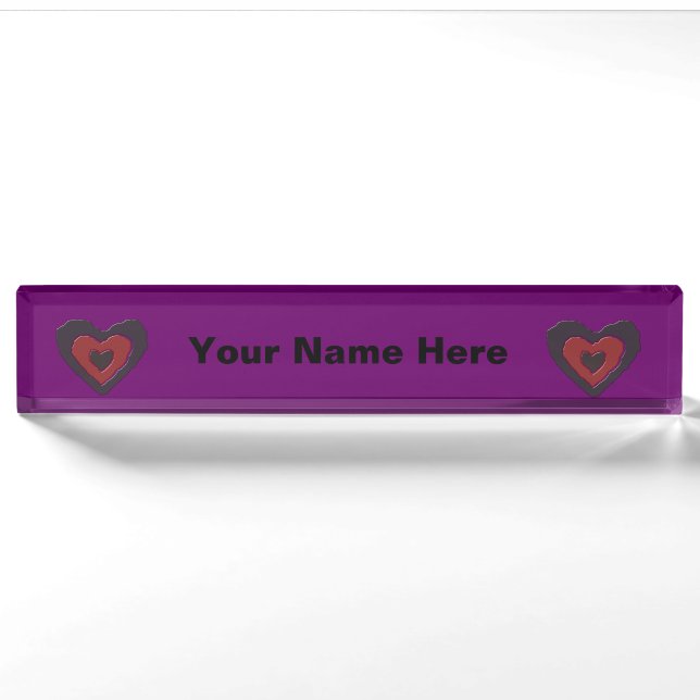 Gothic Melting Love Heart Custom Desk Nameplate (Front)