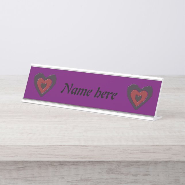 Gothic Melting Love Heart Personalized Desk Name Plate (Front)