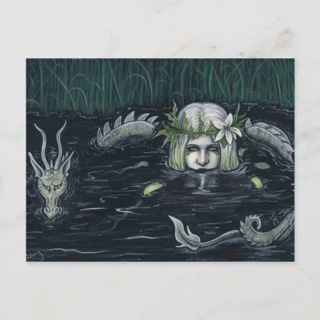 Gothic Mermaid and Dragon Swamp Postcard (Front)