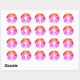 GOTHIC MERMAID, BLACK SEA SIREN FANTASY WHIMSY CLASSIC ROUND STICKER
