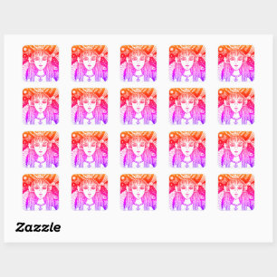 GOTHIC MERMAID, BLACK SEA SIREN FANTASY WHIMSY SQU SQUARE STICKER
