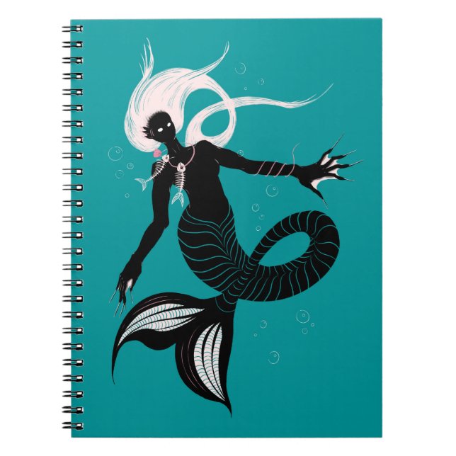 Gothic Mermaid Dark Fantasy Sea Creature Notebook (Front)