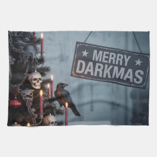 Gothic "Merry Darkmas" Horror Christmas Tree Kitchen Towel