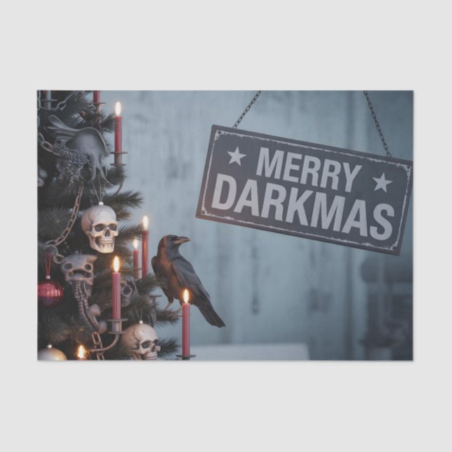 Gothic "Merry Darkmas" Horror Christmas Tree Tissue Paper (Front)