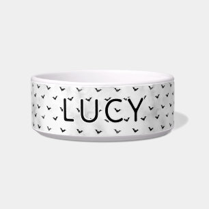 Gothic Minimalist Bat Pattern Halloween Dog Bowl