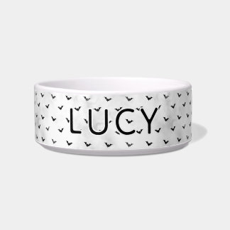 Gothic Minimalist Bat Pattern Halloween Dog Bowl