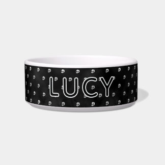 Gothic Minimalist Skull Pattern Halloween Dog Bowl