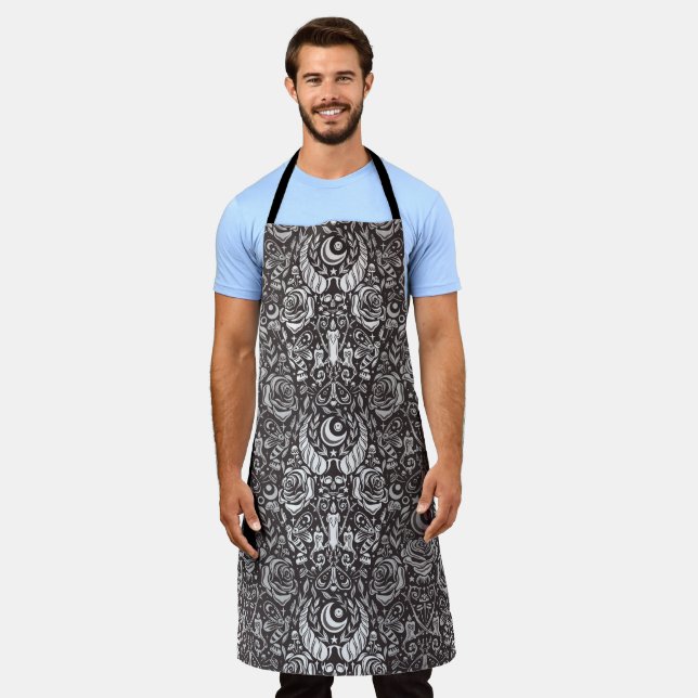 Gothic monochrome pattern apron (Worn)