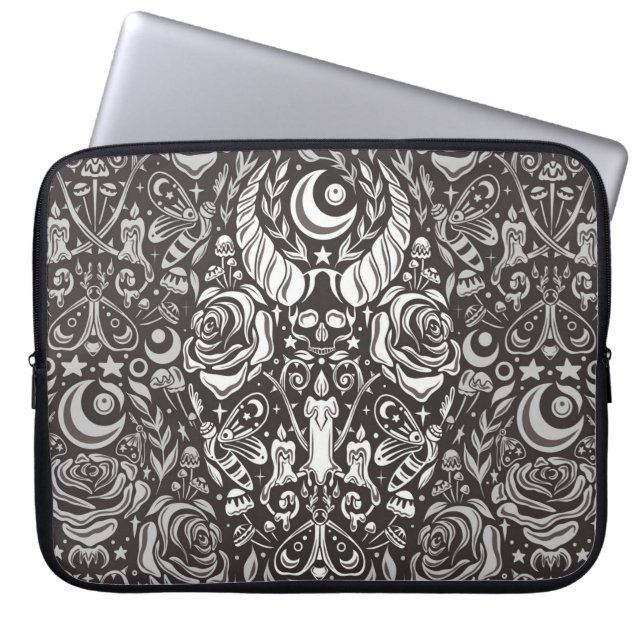 Gothic monochrome pattern laptop sleeve (Front)