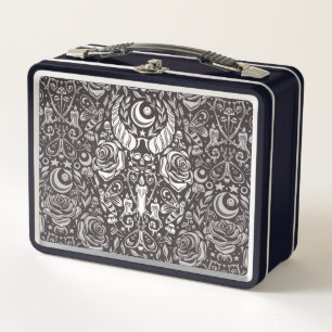 Gothic monochrome pattern metal lunch box