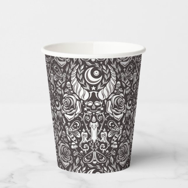 Gothic monochrome pattern paper cups (Left)