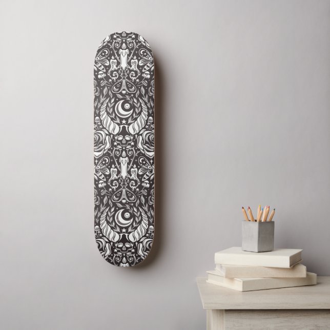Gothic monochrome pattern skateboard (Wall Art)