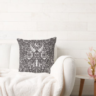 Gothic monochrome pattern throw pillow