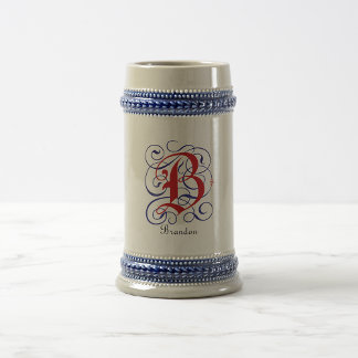 Gothic Monogram Letter B Custom Name Beer Stein