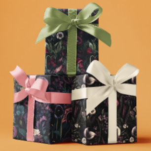 Gothic Moody Autumn Floral  Wrapping Paper Sheet