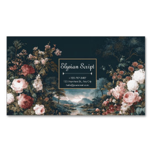 Gothic Moody Rose River Landscape Gold Frame Magnetic Business Card