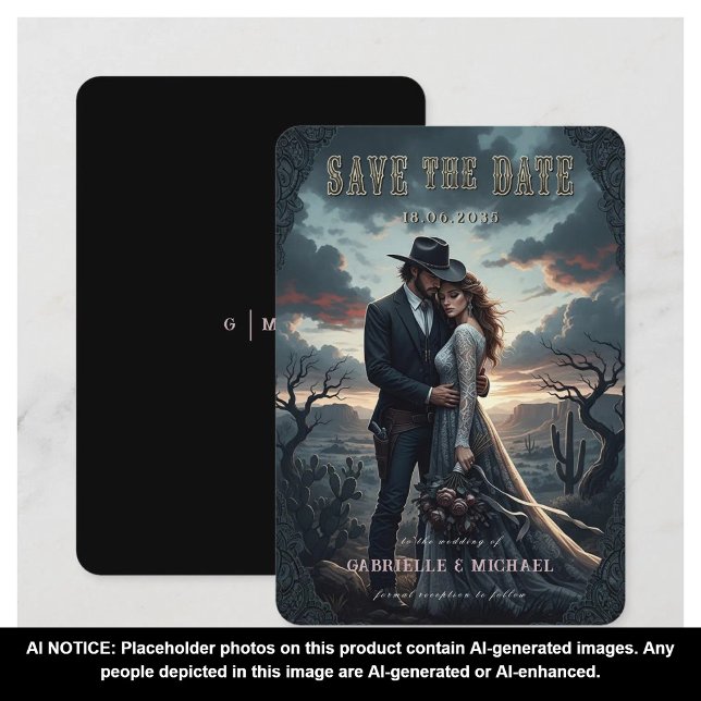 Gothic Moody Western Cowboy Wedding Save The Date (Creator Uploaded)