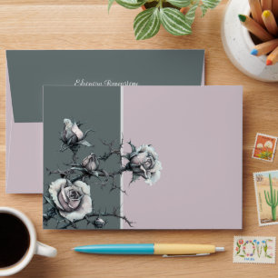 Gothic Moody White Roses Envelope