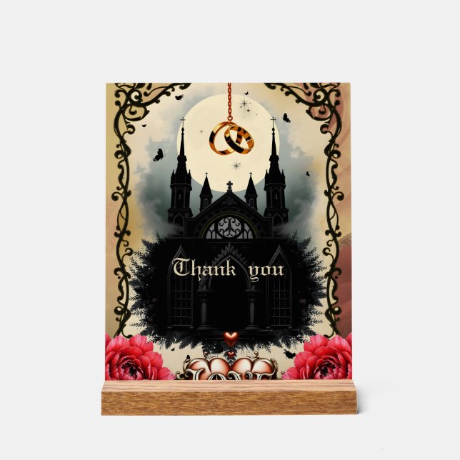 Gothic Moon –Eternal Love Beneath the Midnight Sky Acrylic Sign (Front)