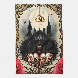 Gothic Moon –Eternal Love Beneath the Midnight Sky Kitchen Towel
