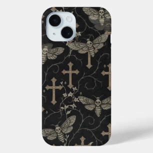 Gothic Moth & Cross Damask Phone Case
