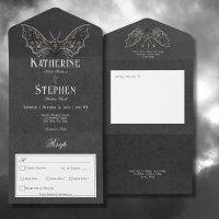 Gothic Moth Moody Black & White Dinner
