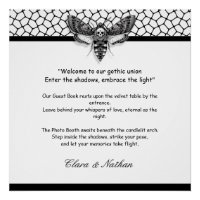 Gothic Moth Skull Wedding [ Black & white