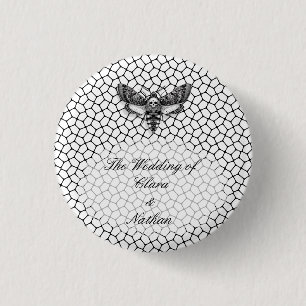 Gothic Moth Skull Wedding – Dark Elegant 1 Inch Round Button