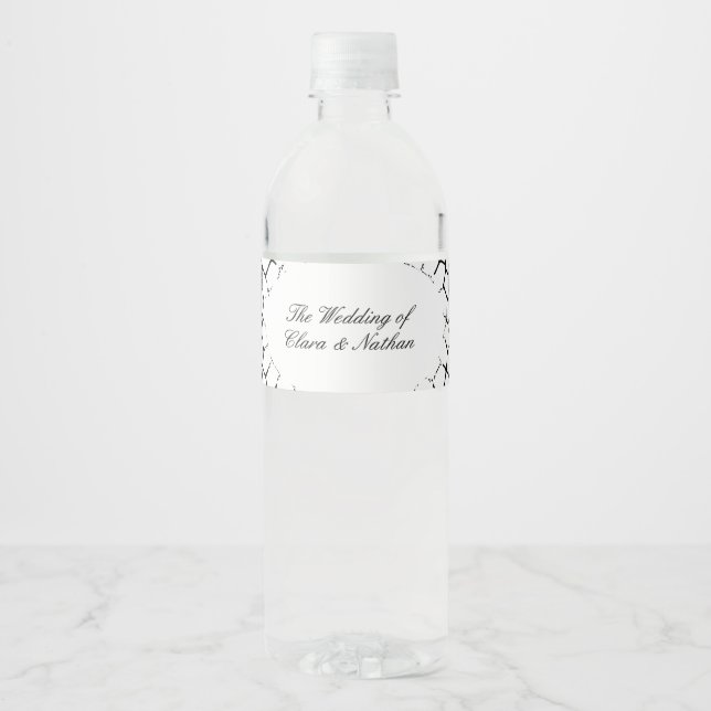 Gothic Moth Skull Wedding – Dark Elegant  Water Bottle Label (Front)