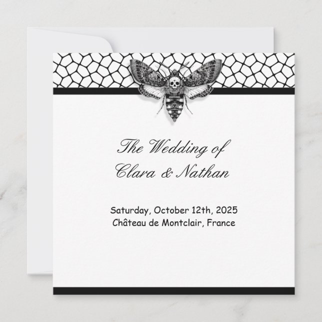 Gothic Moth Skull Wedding Program – Dark Elegant  (Front)