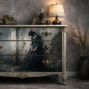 Gothic Mourning Woman Wall Decoupage Tissue Paper