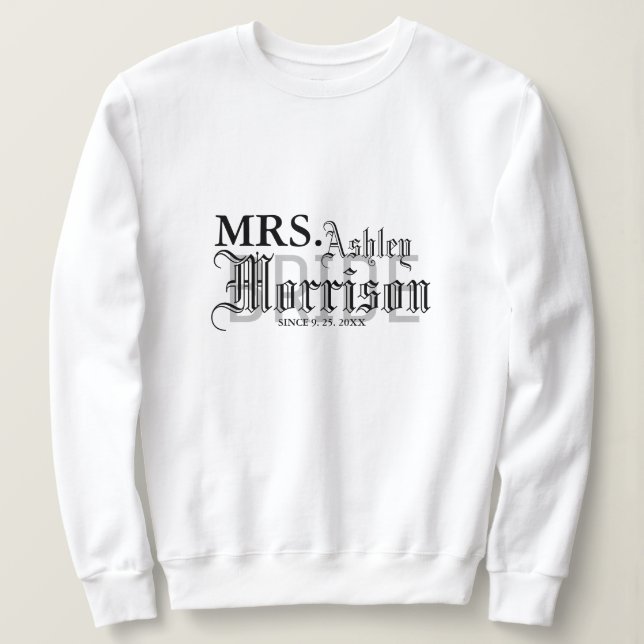 Gothic Mrs. Newlywed Bride Wedding  Sweatshirt (Design Front)