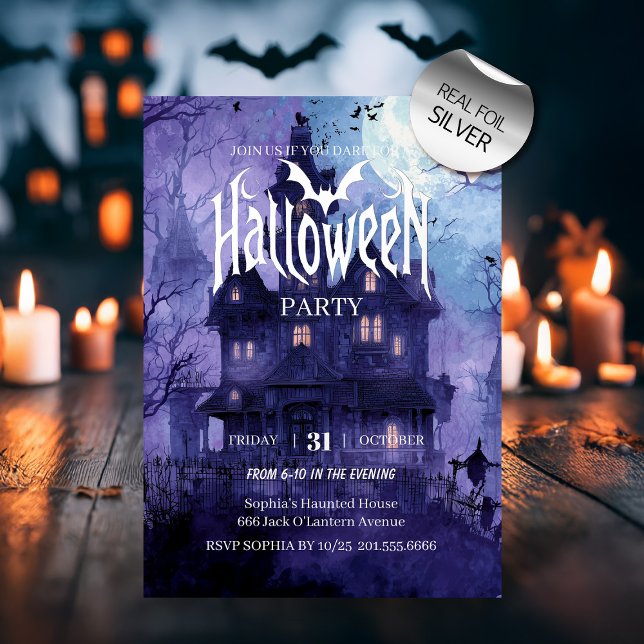 Gothic Mystery Halloween Party Foil Invitation (Creator Uploaded)