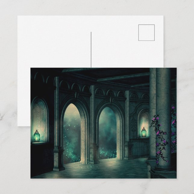Gothic Mystic Castel Palace Doors Postcard (Front/Back)