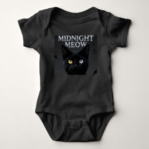 Gothic Mystic: Cool Black Cat with Heterochromia E Baby Bodysuit