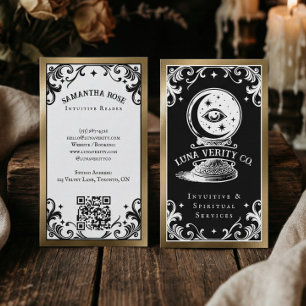 Gothic Mystic Holistic Spiritual Crystal Ball Gold Business Card