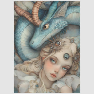 Gothic Mythological Nymph Fantasy Dragon & Girl Tissue Paper